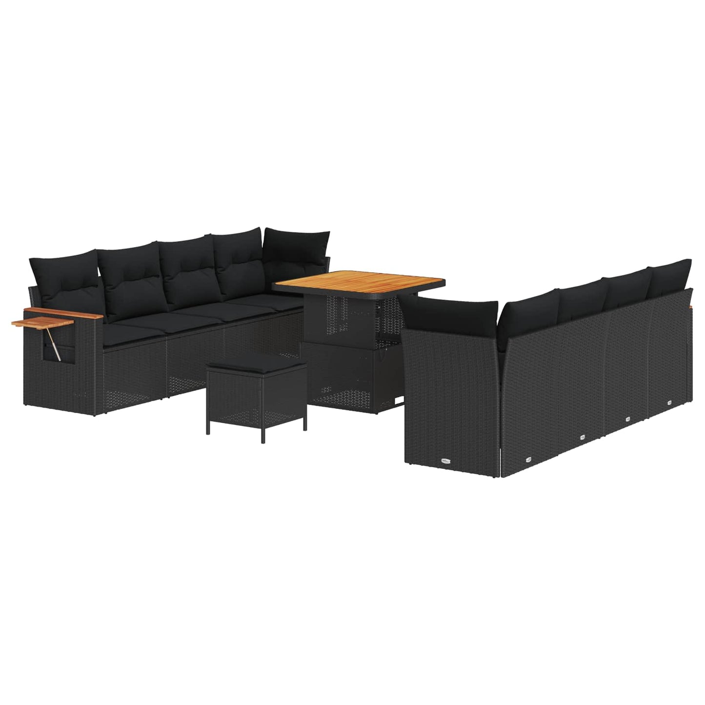 vidaXL Σετ Καναπέ Κήπου 11 pcs Μαύρο συνθετικό ρατάν