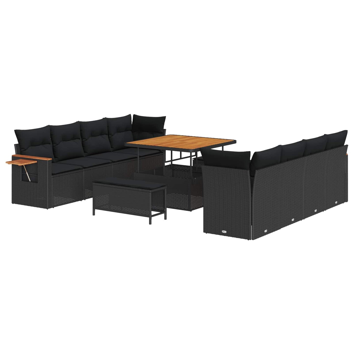 vidaXL Σετ Καναπέ Κήπου 11 pcs Μαύρο συνθετικό ρατάν
