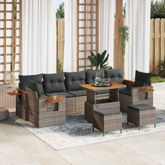 vidaXL Σετ Καναπέ Κήπου 10 pcs Γκρι συνθετικό ρατάν