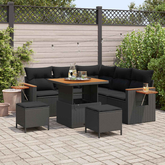 vidaXL Σετ Καναπέ Κήπου 8 pcs Μαύρο συνθετικό ρατάν