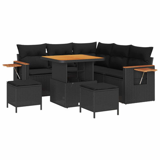 vidaXL Σετ Καναπέ Κήπου 8 pcs Μαύρο συνθετικό ρατάν