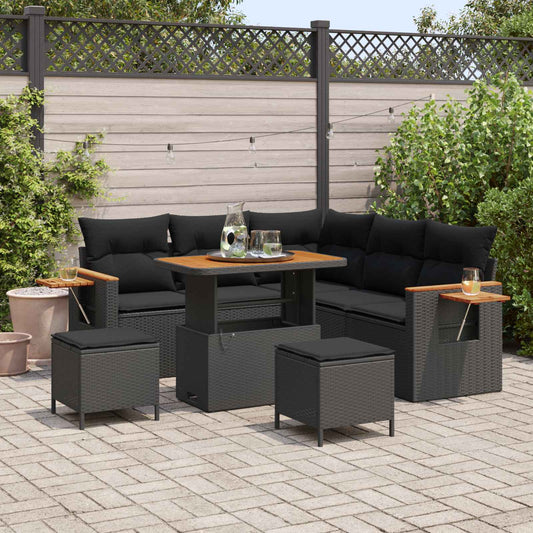 vidaXL Σετ Καναπέ Κήπου 8 pcs Μαύρο συνθετικό ρατάν