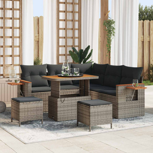 vidaXL Σετ Καναπέ Κήπου 8 pcs Γκρι συνθετικό ρατάν
