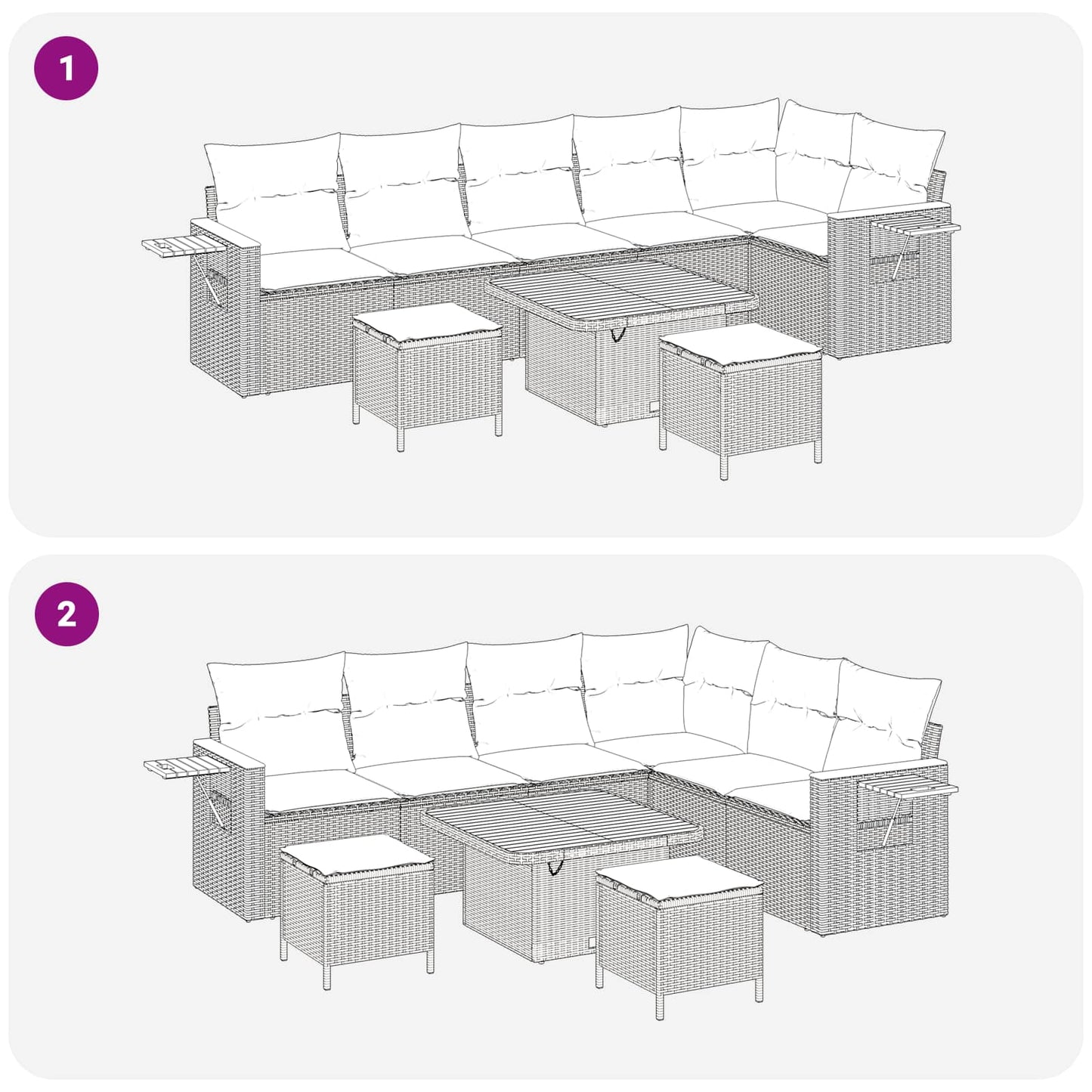 vidaXL Σετ Καναπέ Κήπου 9 pcs Μπεζ συνθετικό ρατάν