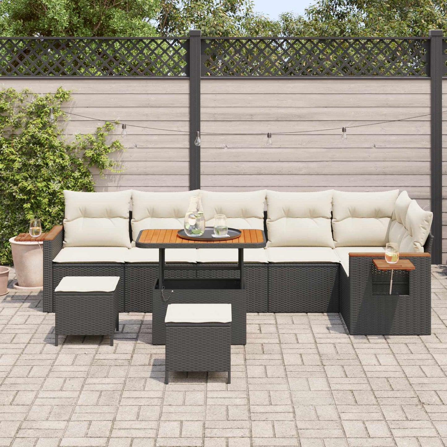 vidaXL Σετ Καναπέ Κήπου 9 τμχ. Μαύρο συνθετικό ρατάν