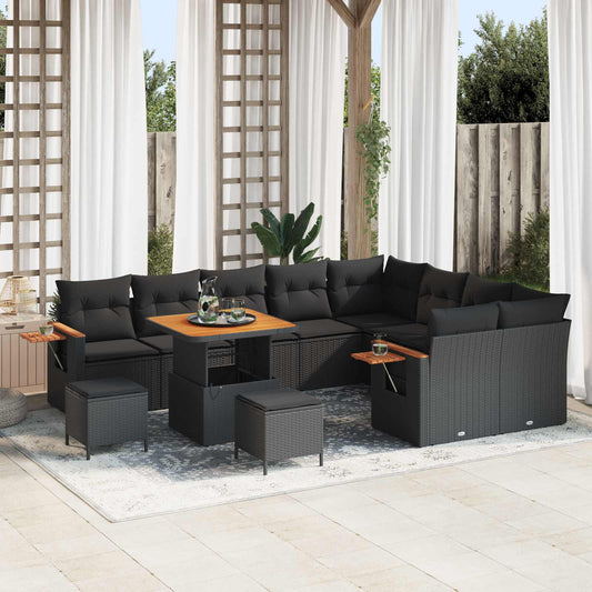 vidaXL Σετ Καναπέ Κήπου 12 pcs Μαύρο συνθετικό ρατάν