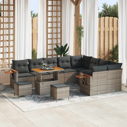 vidaXL Σετ Καναπέ Κήπου 12 pcs Γκρι συνθετικό ρατάν