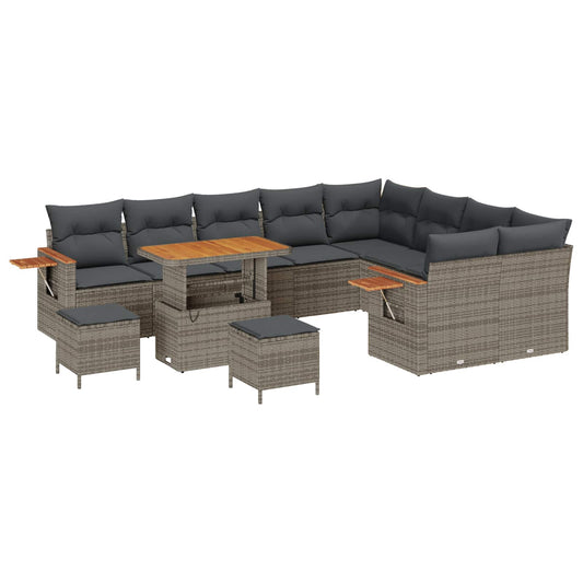 vidaXL Σετ Καναπέ Κήπου 12 pcs Γκρι συνθετικό ρατάν