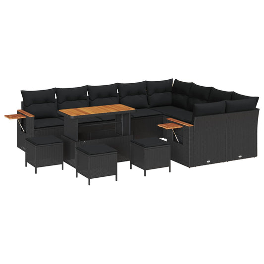 vidaXL Σετ Καναπέ Κήπου 13 pcs Μαύρο συνθετικό ρατάν