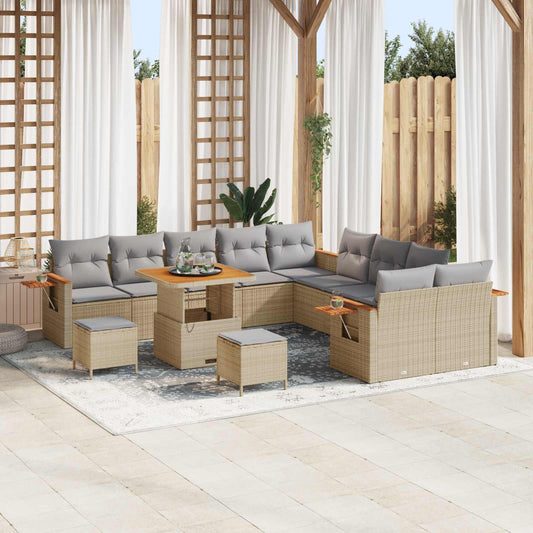 vidaXL Σετ Καναπέ Κήπου 13 pcs Μπεζ συνθετικό ρατάν