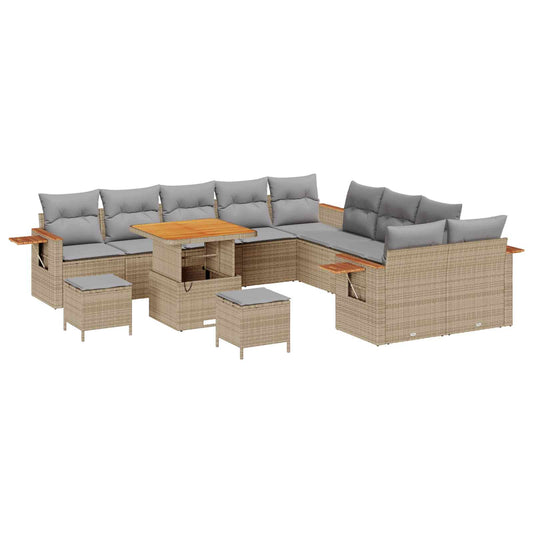 vidaXL Σετ Καναπέ Κήπου 13 pcs Μπεζ συνθετικό ρατάν