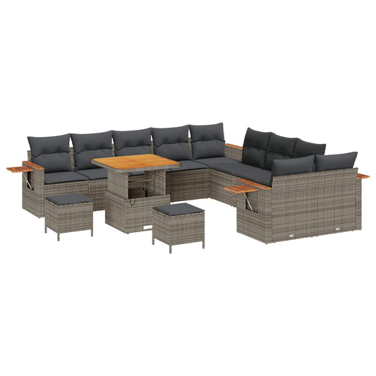 vidaXL Σετ Καναπέ Κήπου 13 pcs Γκρι συνθετικό ρατάν