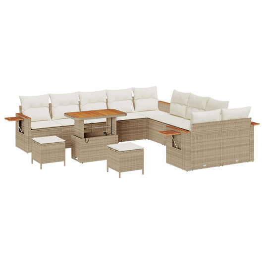 vidaXL Σετ Καναπέ Κήπου 13 pcs Μπεζ συνθετικό ρατάν