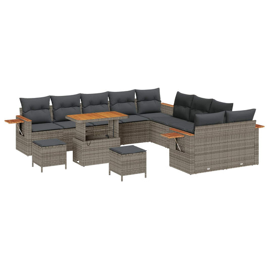 vidaXL Σετ Καναπέ Κήπου 13 pcs Γκρι συνθετικό ρατάν