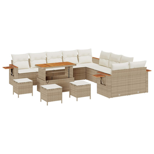 vidaXL Σετ Καναπέ Κήπου 14 pcs Μπεζ συνθετικό ρατάν