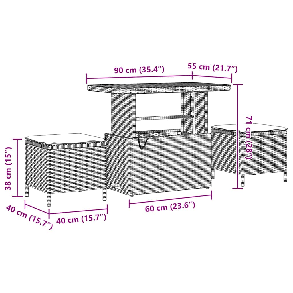 vidaXL Σετ Καναπέ Κήπου 10 pcs μπεζ και ανοιχτό γκρι 90 x 55 x 71 cm