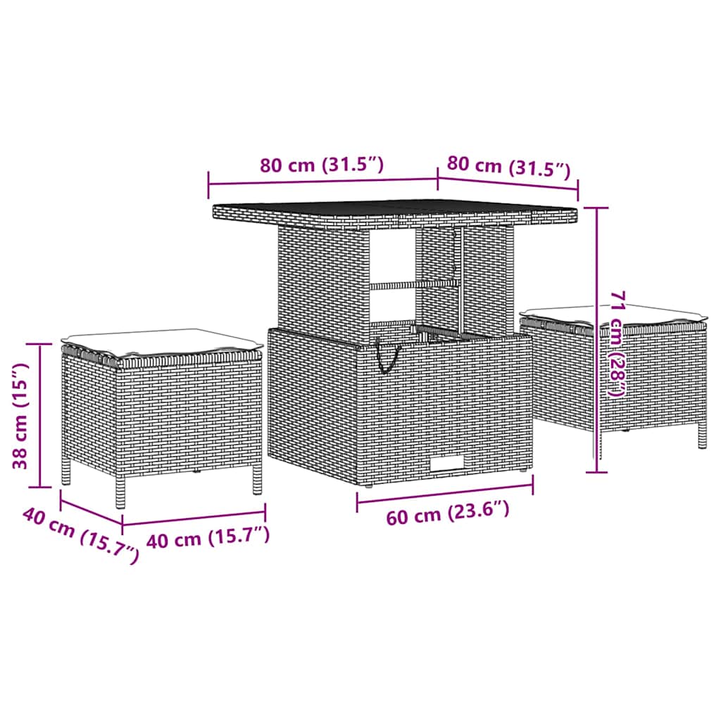 vidaXL Σετ Καναπέ Κήπου 8 pcs μπεζ και ανοιχτό γκρι 80 x 80 x 71 cm
