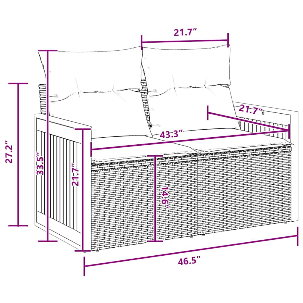 vidaXL 13 κομμάτι Σετ Κήπου με Μαξιλάρια Μαύρο Πολυ Ρατάν Ακακία