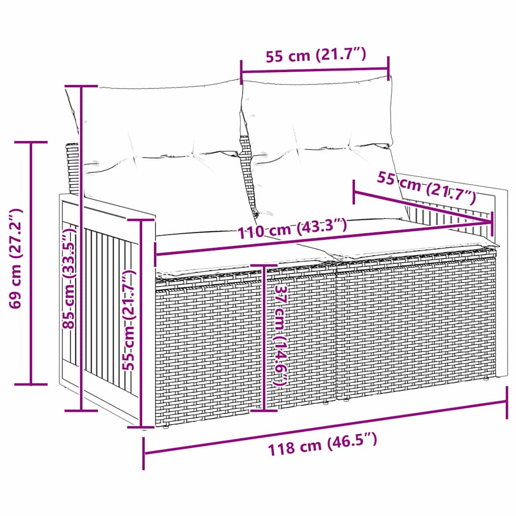 vidaXL Σετ Καναπέ Κήπου 13 pcs μπεζ και κρεμ 100 x 100 x 71 cm
