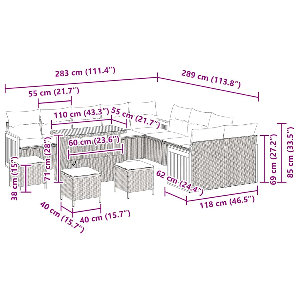 vidaXL Σετ Καναπέ 14 τεμαχίων Κήπου με Μαξιλάρια Μαύρο Πολυ Ράταν Ακακία, vidaXL Καναπές 2 Θέσεων Κήπου με Μαξιλάρια Μαύρο Πολυ Ράταν, vidaXL Σετ 4 τεμαχίων Τραπεζαρίας Κήπου με Μαξιλάρια Μαύρο Πολυ Ράταν Ακακία