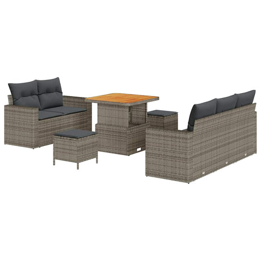 vidaXL Σετ Καναπέ Κήπου με μαξιλάρι με αποθήκευση 8 pcs Γκρι