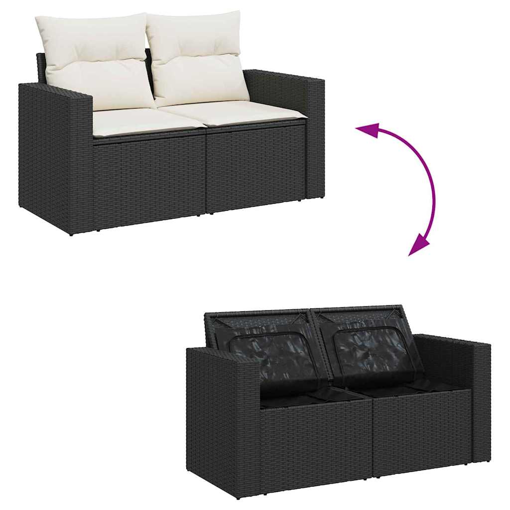 vidaXL Σετ Καναπέ Κήπου 9 pcs Μαύρο και Κρέμα συνθετικό ρατάν