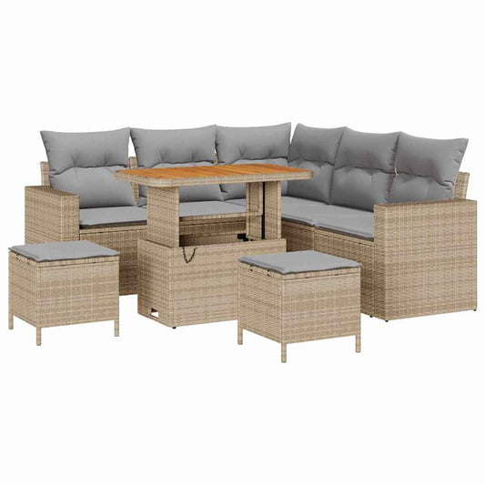 vidaXL Σετ Καναπέ Κήπου 9 pcs Μπέζ και Ανοιχτό Γκρι συνθετικό ρατάν