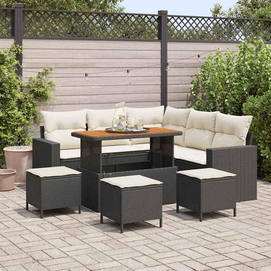 vidaXL Σετ Καναπέ Κήπου 10 pcs Μαύρο και Κρέμα συνθετικό ρατάν