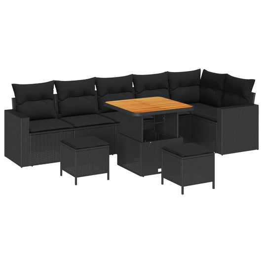 vidaXL Σετ Καναπέ Κήπου με μαξιλάρι 11 pcs Μαύρο συνθετικό ρατάν