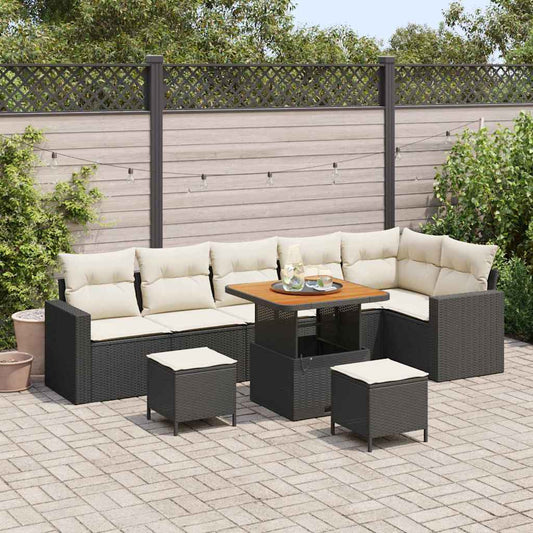 vidaXL Σετ Καναπέ Κήπου 11 pcs Μαύρο και Κρέμα συνθετικό ρατάν