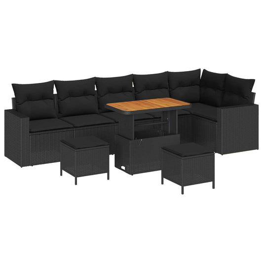 vidaXL Σετ Καναπέ Κήπου με μαξιλάρι 11 pcs Μαύρο συνθετικό ρατάν