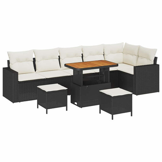 vidaXL Σετ Καναπέ Κήπου 11 pcs Μαύρο και Κρέμα συνθετικό ρατάν