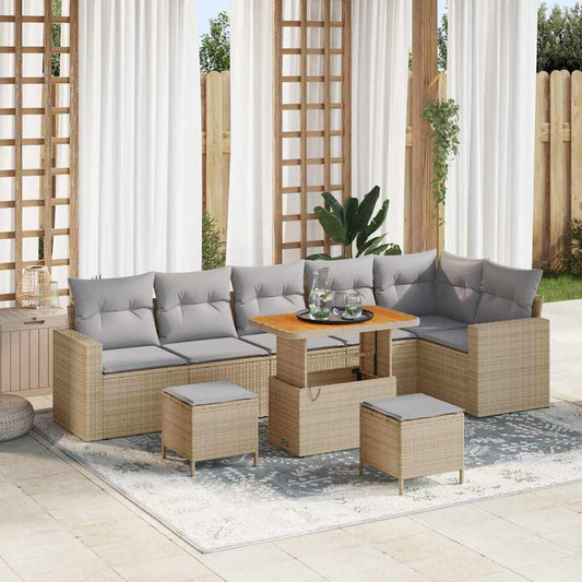 vidaXL Σετ Καναπέ Κήπου 11 pcs Μπέζ και Ανοιχτό Γκρι συνθετικό ρατάν
