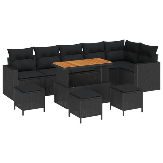 vidaXL Σετ Καναπέ Κήπου με μαξιλάρι 12 pcs Μαύρο συνθετικό ρατάν