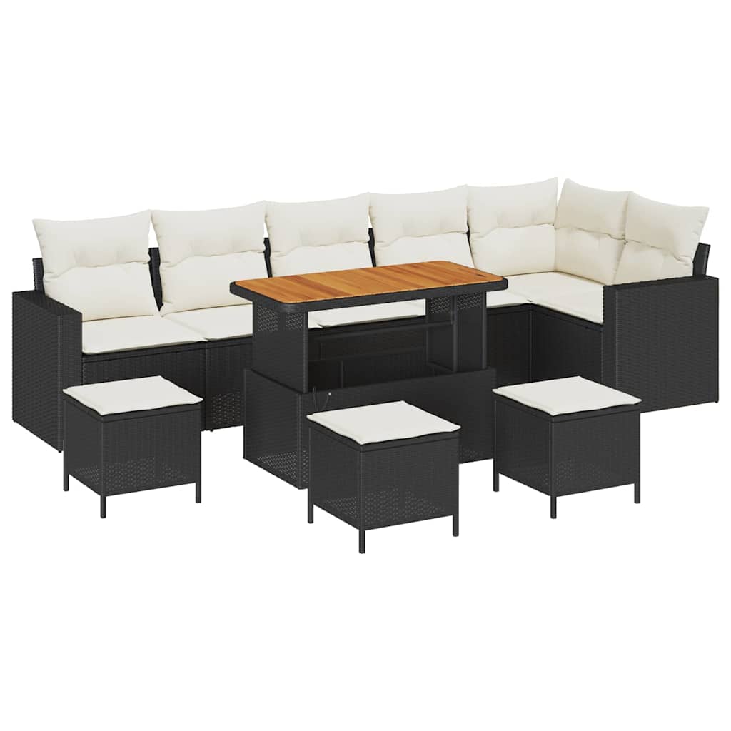 vidaXL Σετ Καναπέ Κήπου 12 pcs Μαύρο και Κρέμα συνθετικό ρατάν