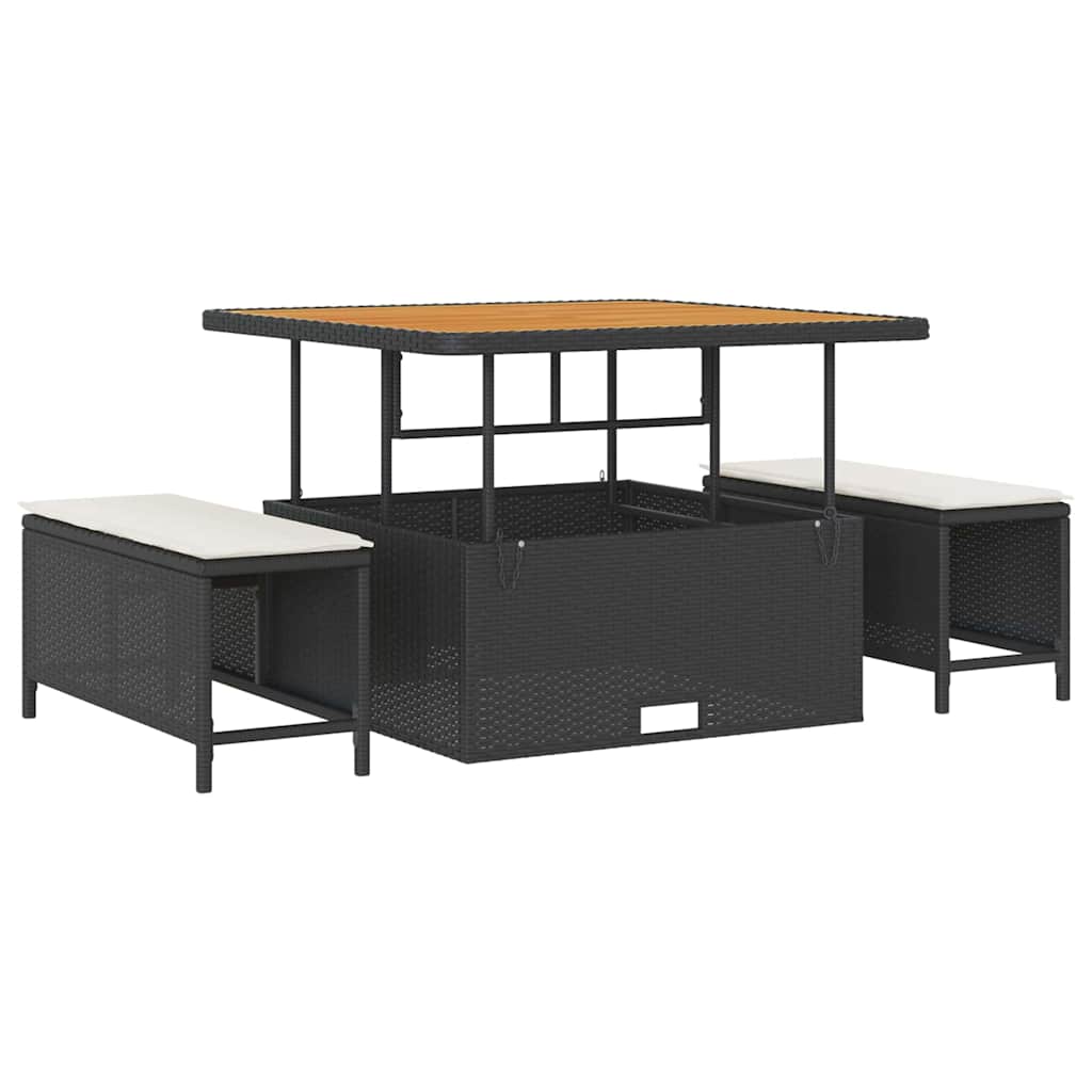 vidaXL Σετ Καναπέ Κήπου 17 pcs Μαύρο και Κρέμα συνθετικό ρατάν