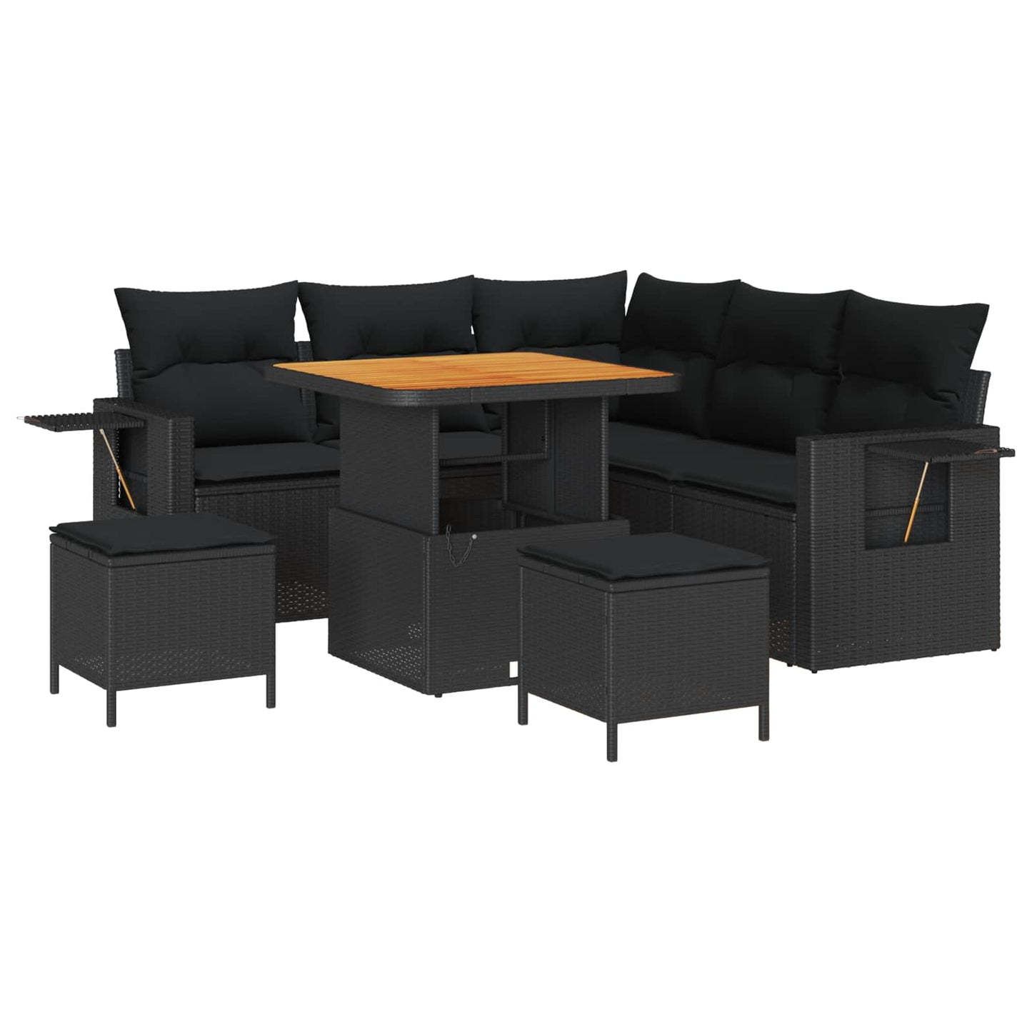 vidaXL Σετ Καναπέ Κήπου με μαξιλάρι 9 pcs Μαύρο συνθετικό ρατάν