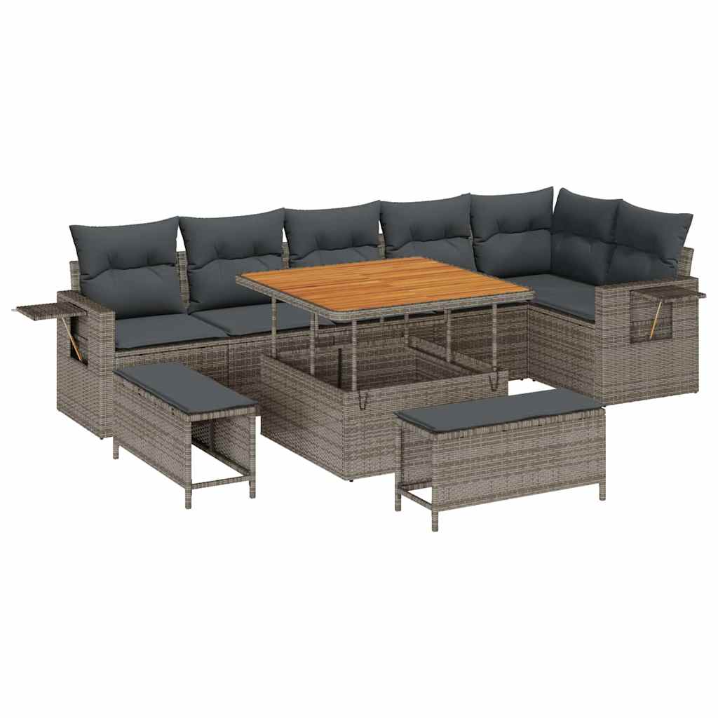 vidaXL Σετ Καναπέ Κήπου με μαξιλάρι 11 pcs Γκρι συνθετικό ρατάν
