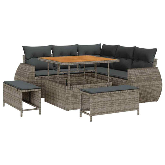 vidaXL Σετ Καναπέ Κήπου με μαξιλάρι 8 pcs Γκρι συνθετικό ρατάν