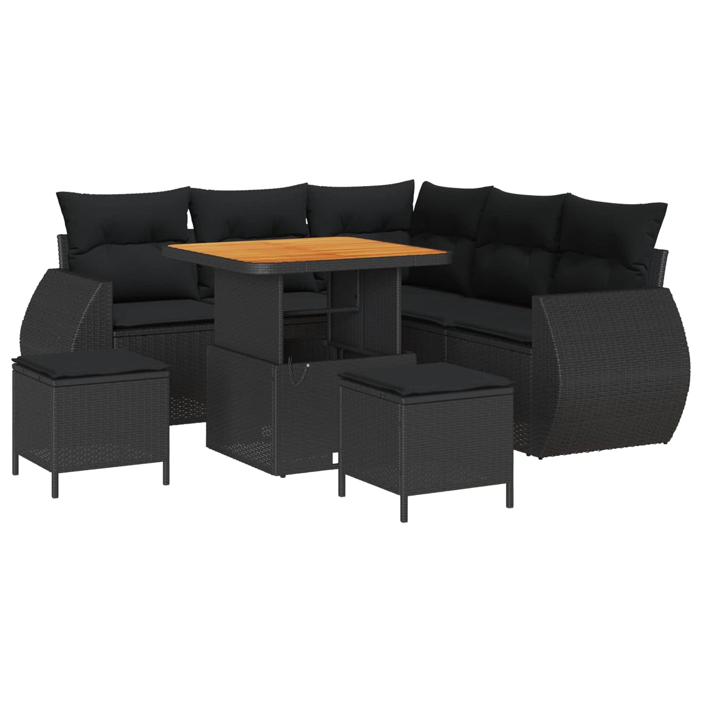 vidaXL Σετ Καναπέ Κήπου με μαξιλάρι 8 pcs Μαύρο συνθετικό ρατάν