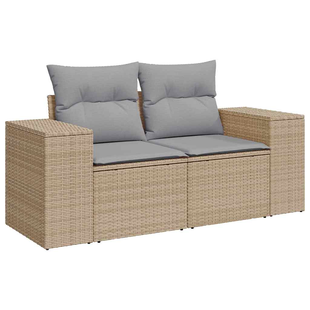 vidaXL Σετ Καναπέ Κήπου με μαξιλάρι 8 pcs Μπέζ και Ανοιχτό Γκρι