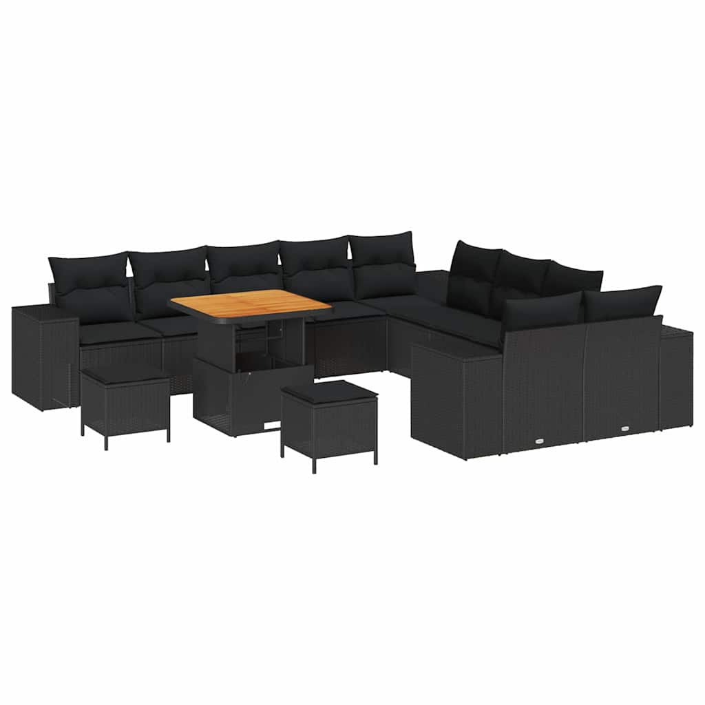 vidaXL Σετ Καναπέ Κήπου με μαξιλάρι 13 pcs Μαύρο 80 x 80 x 71 cm