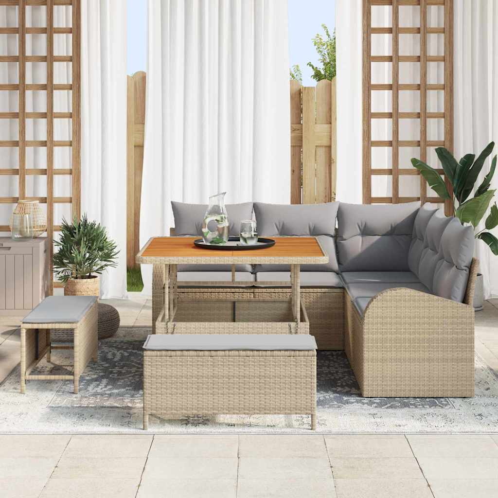 vidaXL Σετ Καναπέ Κήπου με μαξιλάρι 8 pcs Μπέζ και Ανοιχτό Γκρι