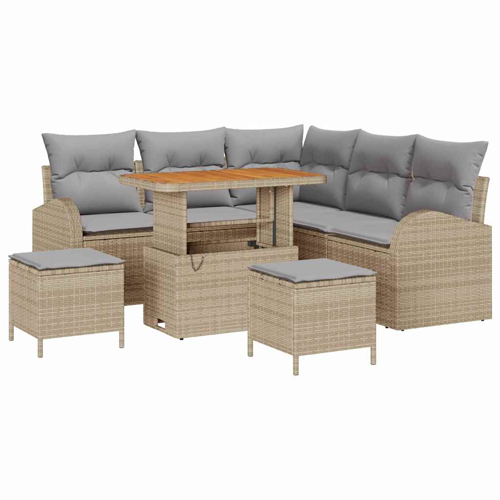 vidaXL Σετ Καναπέ Κήπου με μαξιλάρι 8 pcs Μπέζ και Ανοιχτό Γκρι