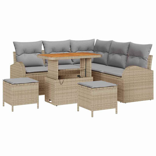 vidaXL Σετ Καναπέ Κήπου με μαξιλάρι 8 pcs Μπέζ και Ανοιχτό Γκρι