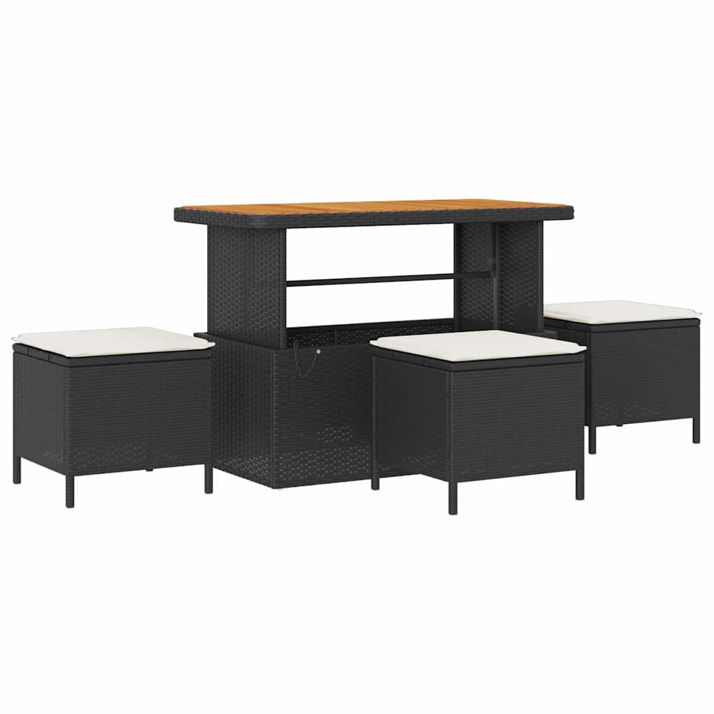 vidaXL Σετ Καναπέ Κήπου με μαξιλάρι 14 pcs Μαύρο Πολυ ράταν