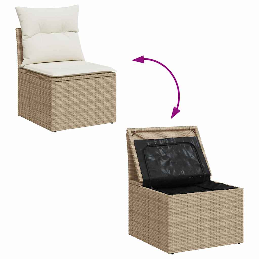 vidaXL Σετ Καναπέ Κήπου με μαξιλάρι 12 pcs Μπεζ Πολυ ράταν