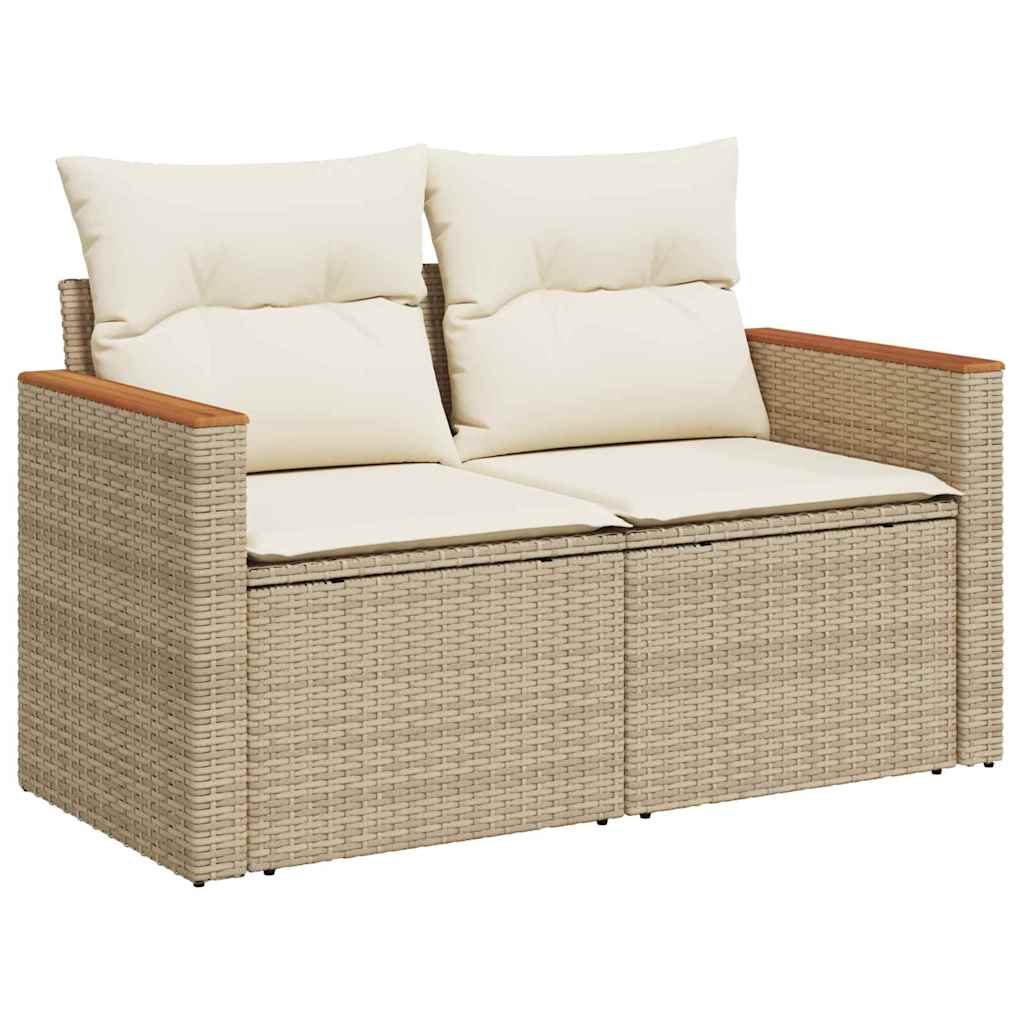 vidaXL Σετ Καναπέ Κήπου με μαξιλάρι 13 pcs Μπεζ Πολυ ράταν