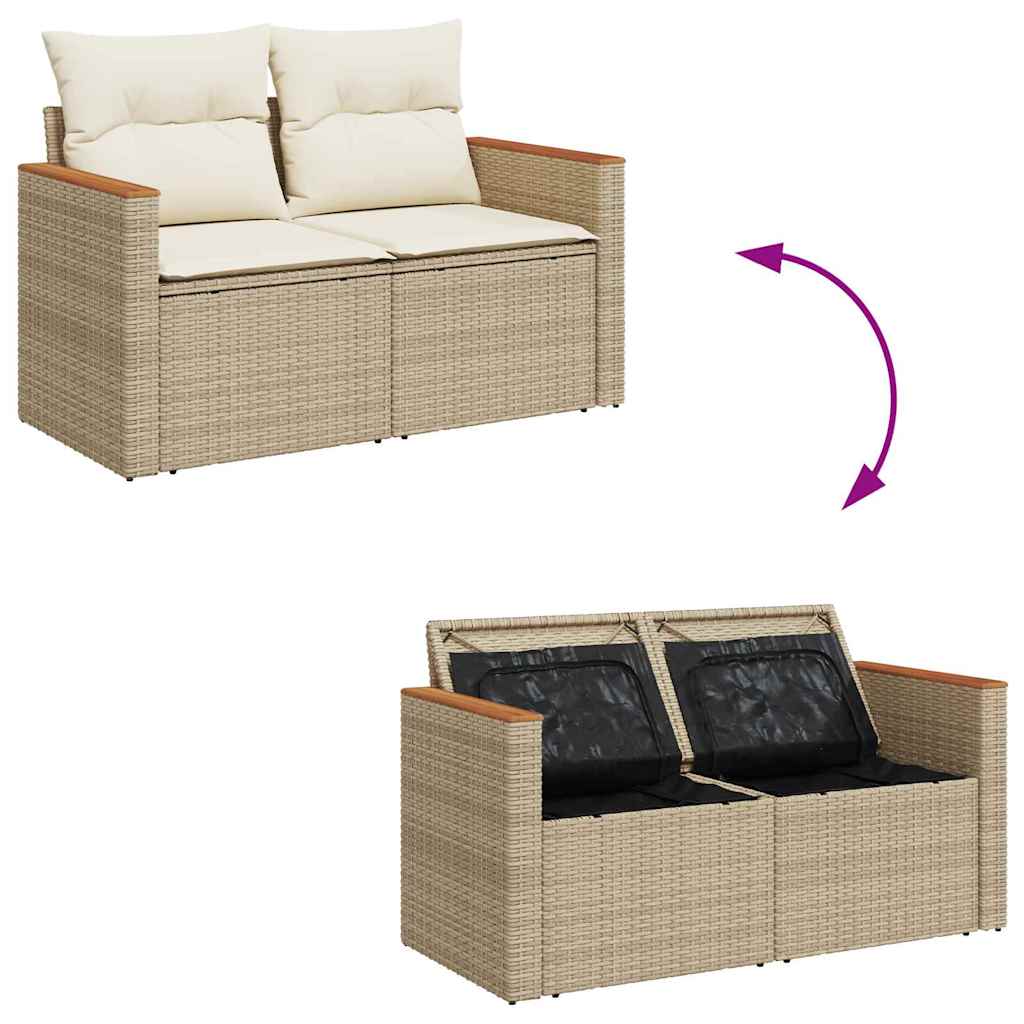 vidaXL Σετ Καναπέ Κήπου με μαξιλάρι 13 pcs Μπεζ Πολυ ράταν