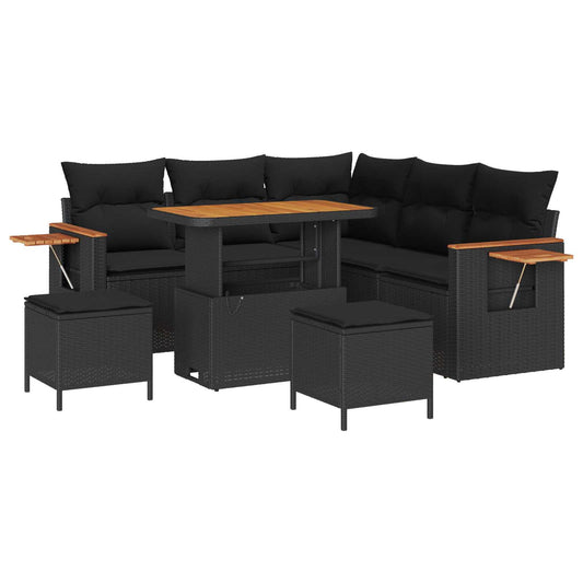 vidaXL Σετ Καναπέ Κήπου με μαξιλάρι 9 pcs Μαύρο συνθετικό ρατάν